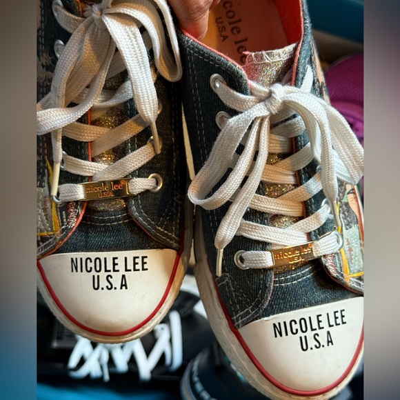 Nicole Lee USA Denim Sneakers with New York City Cartoon Print - Picture 4 of 5
